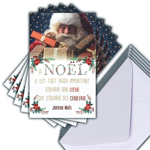 Set mit 5 Karten Frohe Weihnachten, Rot glänzend + 5 weiße Umschläge, Format 14 x 9 cm, Weihnachtsmann, Magie, Weihnachtsmann, Weihnachtsmann, Weihnachten, Weihnachten, Weihnachten, Weihnachten, von Afie