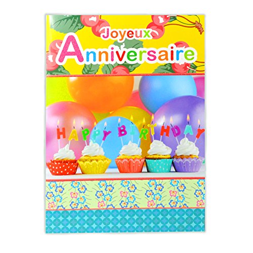 afie MX-3009 Große Karte Maxi A4 Happy Birthday – Rosa Maiglöckchen Chrysantheme Blume von Afie