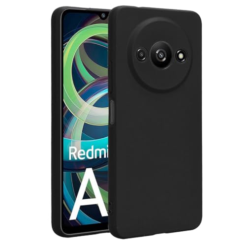 Afikyutu Handyhülle Kompatibel mit Xiaomi Redmi A3 Hülle, Thin Case Premium Kohlefaser Material Design Silikon Flexible Stoßfeste Schutzhülle, Schwarz von Afikyutu