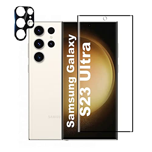 Afikyutu Panzer Schutz Glas für Samsung Galaxy S23 Ultra 5G, 1 Stück 3D Schutzfolie mit 1 Stück Kameraschutz, 9H Härte Displayschutz, HD Panzerfolie Anti-Kratz, Anti-Blasenfrei, Einfach Installieren von Afikyutu