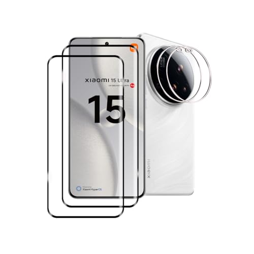 Afikyutu Schutzfolie für Xiaomi 15 Ultra für Panzerglas, 2 Stück 3D Schutzfolie mit 2 Stück Kameraschutz, 9H Härte Displayschutz, HD Panzerfolie Anti-Kratz, Anti-Blasenfrei von Afikyutu