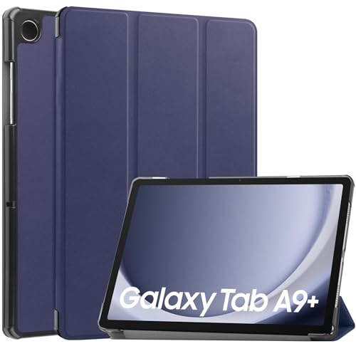 Hülle für Samsung Galaxy Tab A9 + / Tab A9 Plus 11 Zoll 2023, Dünn Hülle Leder mit Auto Schlaf/Wach Ständer, Modische Smart Trifold Stand Cover, Schutzhülle für Galaxy Tab A9 + Folio Cover, Blau von Afikyutu
