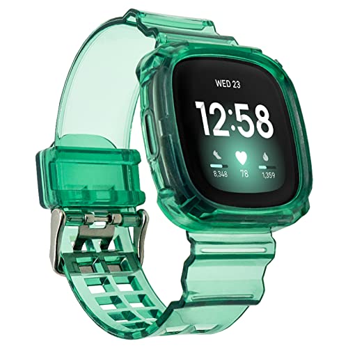 Afoskce Armbänder für Fitbit Versa 3 Bänder/Fitbit Sense Bänder/Fitbit Sense 2 Bänder/Fitbit Versa 4 Bänder für Damen und Herren, verstellbares TPU-Stoßdämpfer-Schutzhülle, Ersatzband für Armbanduhr von Afoskce