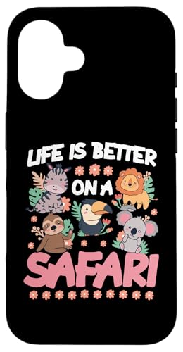 Das Leben ist besser auf einer Safari Süße Wildtiere Hülle für iPhone 16 Das Leben ist besser auf einer Safari Süße Wildtiere Hülle für iPhone 16 von Africa Safari And Wildlife Designs For Kids