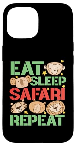 Eat Sleep Safari Repeat für Kinder Hülle für iPhone 15 Eat Sleep Safari Repeat für Kinder Hülle für iPhone 15 von Africa Safari And Wildlife Designs For Kids