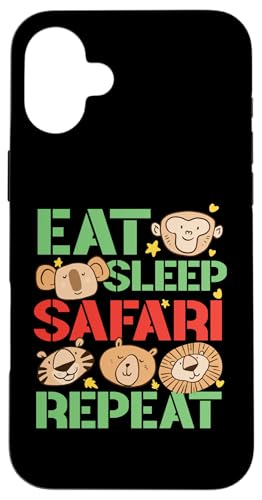 Eat Sleep Safari Repeat für Kinder Hülle für iPhone 16 Plus Eat Sleep Safari Repeat für Kinder Hülle für iPhone 16 Plus von Africa Safari And Wildlife Designs For Kids