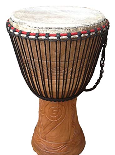 Echt afrikanischen Djembe Trommel mit gratis Drum Kopfschale, 33 cm Head (33 cm, 65 cm Höhe) von African Djembe Drum