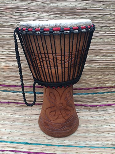Echte afrikanische Djembe-Trommel – extra großer 35,6 cm Kopf mit 3 kostenlosen Instrumenten von African Djembe Drum
