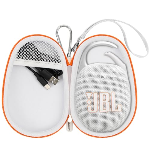 Againmore Reisetasche für JBL Clip 5/Clip 4 Bluetooth Lautsprecher, Mini Lautsprecher Schützende Tragbare Aufbewahrungstasche (Weiß) von Againmore