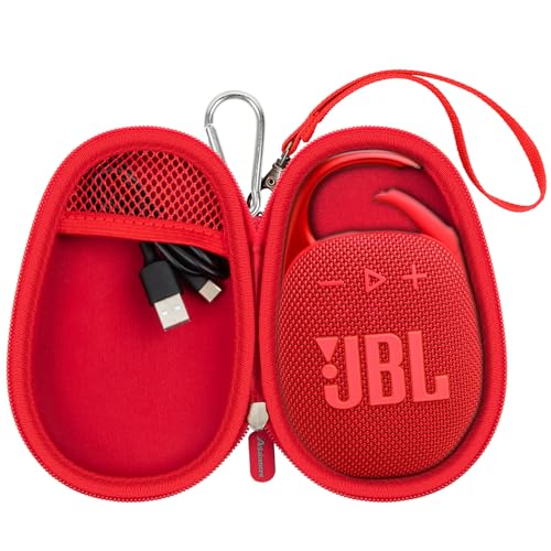 Againmore Reisetasche für JBL Clip 5/Clip 4 Bluetooth Lautsprecher, Mini Lautsprecher schützende tragbare Aufbewahrungstasche (Rot) von Againmore