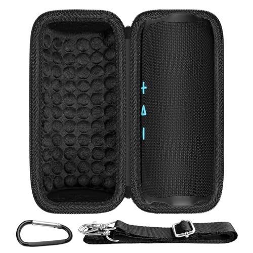 Hartschalen-Reisetasche für JBL Flip 7 Lautsprecher, passgenau, Premium-Qualität, stoßdämpfend, tragbare Aufbewahrungstasche mit abnehmbarem Schultergurt, nur Box (schwarz) von Againmore