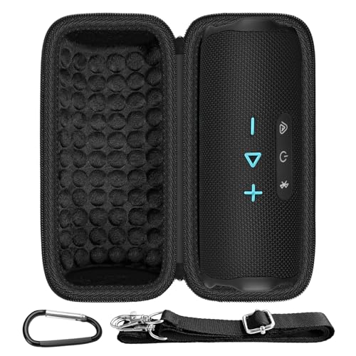 Hartschalen-Reisetasche für JBL Flip 7 Lautsprecher, passgenau, Premium-Qualität, stoßdämpfend, tragbare Aufbewahrungstasche mit abnehmbarem Schultergurt, nur Box (schwarz) von Againmore