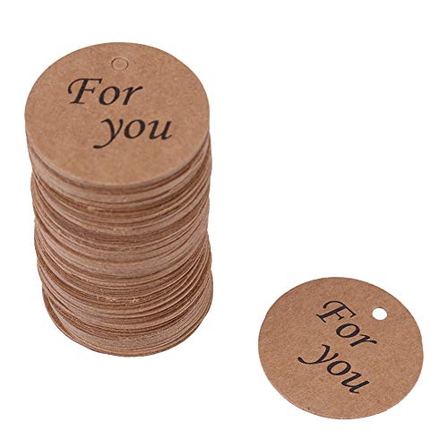 100Pcs Handmade with Love Tags, 3.5cm Round Brown Kraft Paper Custom Hang Tags Wedding Favor Tags for Clothing DIY Crafts Birthday Party Favor (For You) von Agatige