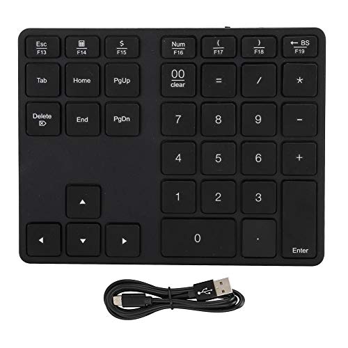 Agatige BT308 Wireless Number Pad für Laptops, Wiederaufladbare Bluetooth 5.0-Tastatur, Ultraflache Zehnertastatur mit 35 Tasten zur Dateneingabe(Schwarz) von Agatige