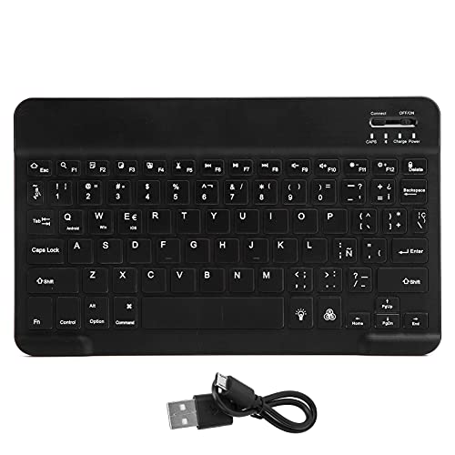 Agatige Bluetooth-Tastatur für Tablet, tragbare kabellose 10-Zoll-Tastatur mit Hintergrundbeleuchtung, schlank und leise(Spanish) von Agatige