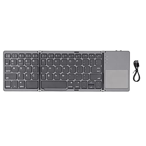 Agatige Bluetooth-Tastatur mit Touchpad, tragbare drahtlose Tastatur Dual-Mode Bluetooth 3.0 wiederaufladbare Faltbare Tastatur(Schwarz) von Agatige