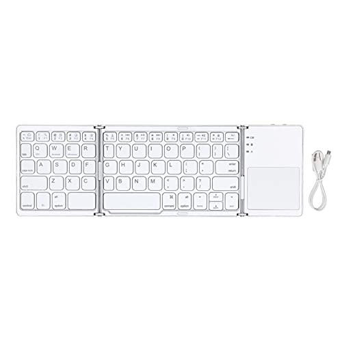 Agatige Bluetooth-Tastatur mit Touchpad, tragbare drahtlose Tastatur Dual-Mode Bluetooth 3.0 wiederaufladbare Faltbare Tastatur(Weiß) von Agatige
