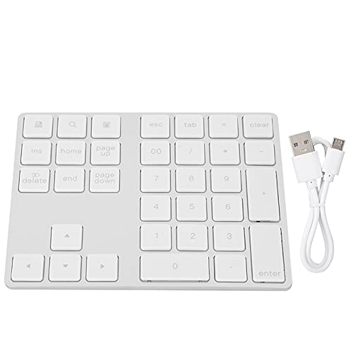 Agatige Bluetooth Ziffernblock 34 Tasten Wiederaufladbarer drahtloser Ziffernblock Kleine Tastatur für Laptop Desktop, PC von Agatige