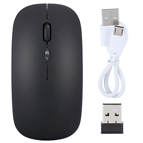 Agatige Drahtlose Maus, 2,4 G wiederaufladbare drahtlose USB-Gaming-Maus mit Buntem LED-Licht(Black) von Agatige