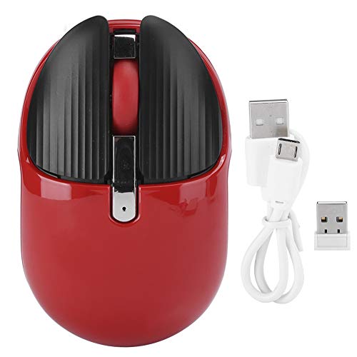 Agatige Drahtlose Maus, HXSJ M106 2.4G Drahtlose Maus Wiederaufladbare Silent Mute Mäuse USB-Empfänger 1200/1600 DPI(rot) von Agatige
