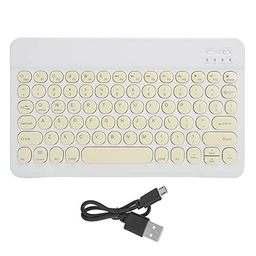 Agatige Drahtlose Tastatur mit runder Kappe Ultradünne Bluetooth-Tastatur Tragbare Computertastatur für Tablet Smartphone-Computer, 10 Zoll(Gelb) von Agatige