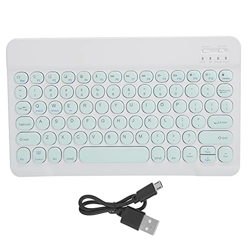 Agatige Drahtlose Tastatur mit runder Kappe Ultradünne Bluetooth-Tastatur Tragbare Computertastatur für Tablet Smartphone-Computer, 10 Zoll(Grün) von Agatige