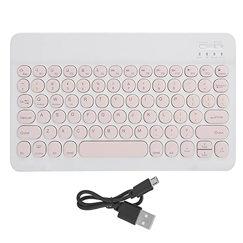 Agatige Drahtlose Tastatur mit runder Kappe Ultradünne Bluetooth-Tastatur Tragbare Computertastatur für Tablet Smartphone-Computer, 10 Zoll(Rosa) von Agatige