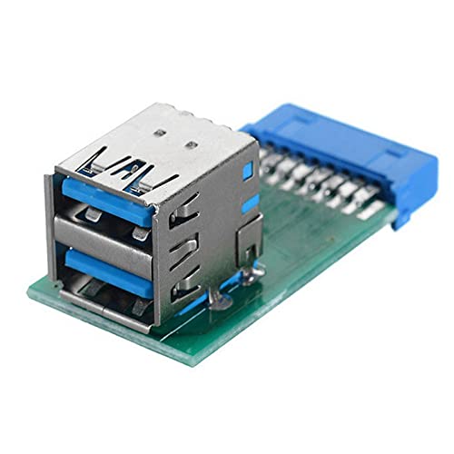 Agatige Dual-USB-Adapter, USB 3.0-Adapter Vertikaler Buchsenleistensteckplatz-Adapter Motherboard 20-Pin auf Dual-Port-Anschluss von Agatige
