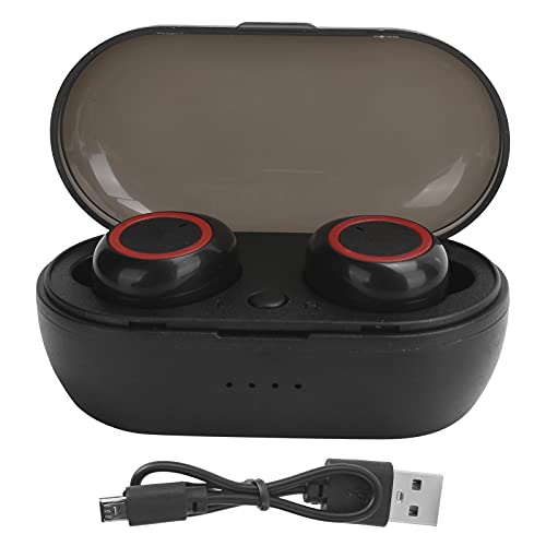 Agatige Echte kabellose Ohrhörer, Y50 Kabellose Bluetooth-Ohrhörer Stereo-Kopfhörer Bluetooth 5.0-Headset mit kabelloser Ladehülle(Schwarz Rot) von Agatige