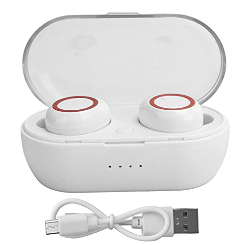 Agatige Echte kabellose Ohrhörer, Y50 Kabellose Bluetooth-Ohrhörer Stereo-Kopfhörer Bluetooth 5.0-Headset mit kabelloser Ladehülle(White red) von Agatige
