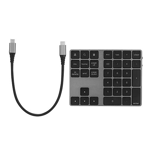 Agatige Kabellose Numerische Tastatur für Laptop, Tragbare Tastatur mit 34 Tasten und Typ-C-Kabel(Schwarz) von Agatige