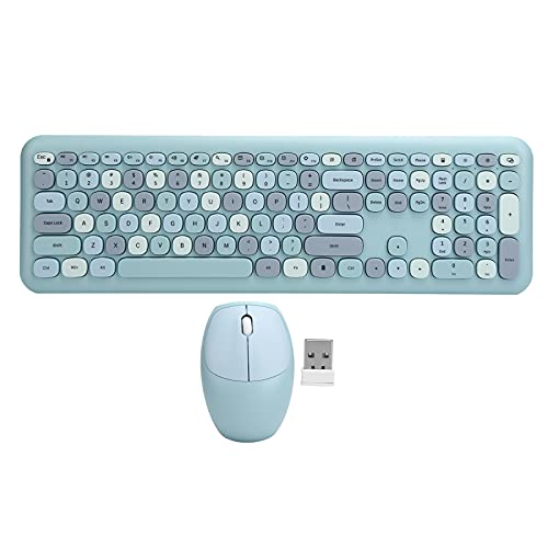 Agatige Kabellose Tastatur und Maus-Kombination, 2,4 G Ultra Slim Compact Silent Keyboard mit USB-Empfänger für Computer, Desktop, PC, Laptop, 110 Tasten(Himmelblau) von Agatige