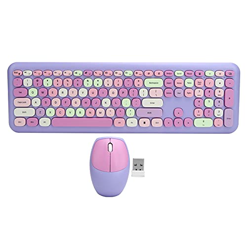 Agatige Kabellose Tastatur und Maus-Kombination, 2,4 G Ultra Slim Compact Silent Keyboard mit USB-Empfänger für Computer, Desktop, PC, Laptop, 110 Tasten(Lila) von Agatige