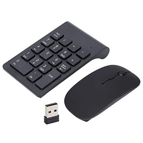 Agatige Kabelloser Ziffernblock und Maus, 2,4 GHz 18 Tasten kabellos Mini USB Nummernblock Tastatur und Maus mit USB Empfänger für Laptop PC Desktop von Agatige