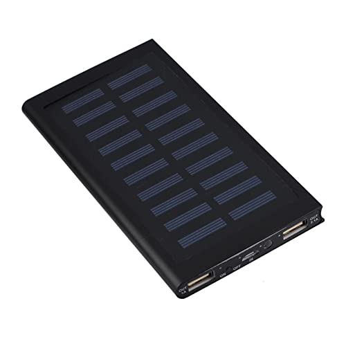 Agatige Solar-Ladegerät, 10.000 MAh, Tragbare Solar-Powerbank Mit Zwei 5-V-USB-Ausgängen, Powerbank-Ladegerät Für Alle Mobiltelefone, Tablets, Elektronische Geräte Für Camping, Wandern(Schwarz) von Agatige