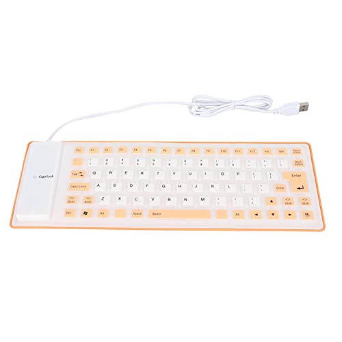 Agatige USB-Silikon-Faltbare Tastatur, 85 Tasten,Tragbare, wasserdichte, Leise, Verkabelte, Faltbare Tastatur für Computer PC Laptop(Orange) von Agatige