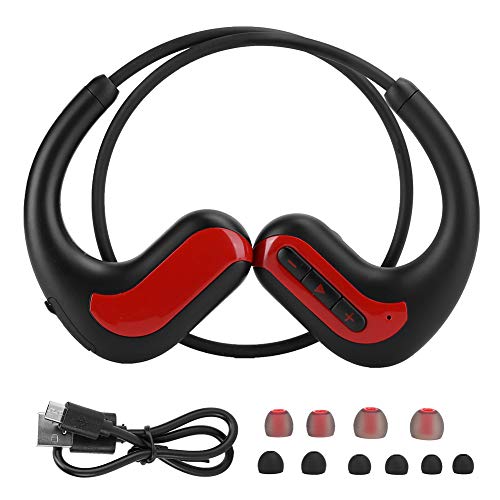 Agatige Wasserdichter Kopfhörer, IPX8 Sportkopfhörer Schwimmen Hinten Hängender Bluetooth-Kopfhörer mit 8G Speicher(rot) von Agatige