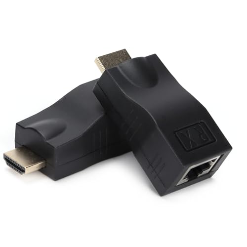 HDMI Extender Adapter, 2 Stück 2,5Gbit/s RJ45 auf High-Definition Multimedia Interface Transmission Extender Übertragungsadapter Empfangsadapter für HDTV HD TV DVD, kompatibel HDCP CAT-5e/6-Kabel HDMI Extender Adapter, 2 Stück 2,5Gbit/s RJ45 auf High-Definition Multimedia Interface Transmission Extender Übertragungsadapter Empfangsadapter für HDTV HD TV DVD, kompatibel HDCP CAT-5e/6-Kabel von Agatige
