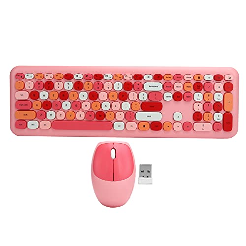 Kabellose Tastatur und Maus-Kombination, 2,4 G Ultra Slim Compact Silent Keyboard mit USB-Empfänger für Computer, Desktop, PC, Laptop, 110 Tasten(Rosa) von Agatige