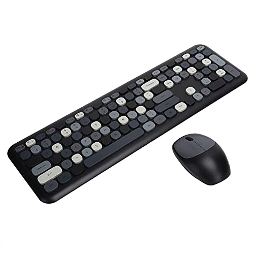 Kabellose Tastatur und Maus-Kombination, 2,4 G Ultra Slim Compact Silent Keyboard mit USB-Empfänger für Computer, Desktop, PC, Laptop, 110 Tasten(Schwarz) von Agatige