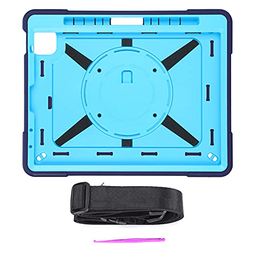 Silikon-Tablet-Hülle mit Schultergurt, Tragbare Tablet-Schutzhülle mit Drehbarem Ständer und Stifthalter für IOS Air4(Dunkelblau) von Agatige