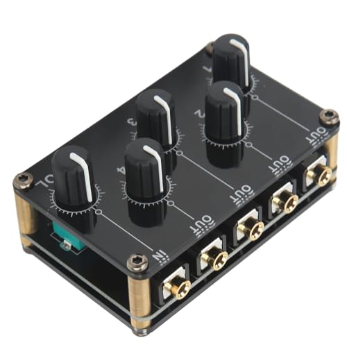 Stereo Audio Mixer, Tragbarer Hochempfindlicher Stereo Audiomischer 4 Kanal Audio Mixer Passiver Stereo Rauscharmer Mini Soundboard Konsole Audiomixer Equipment für Mischinstrument CD Tape Player von Agatige