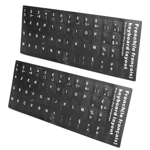 Tastatur kleber französisch, 2 Stück Tastatur-Aufkleber Ersatz für französische Tastaturbuchstaben, schwarzer Hintergrund mit weißen Buchstaben für Computer Laptop von Agatige
