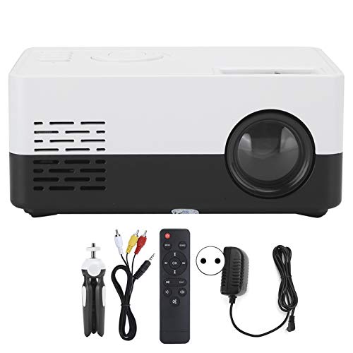 Tragbarer Mini-Projektor mit Rack 100-240 V LED-Heimkino-Video-Media-Player, Kindergeschenk mit Fernbedienung.(Schwarz und weiß) von Agatige