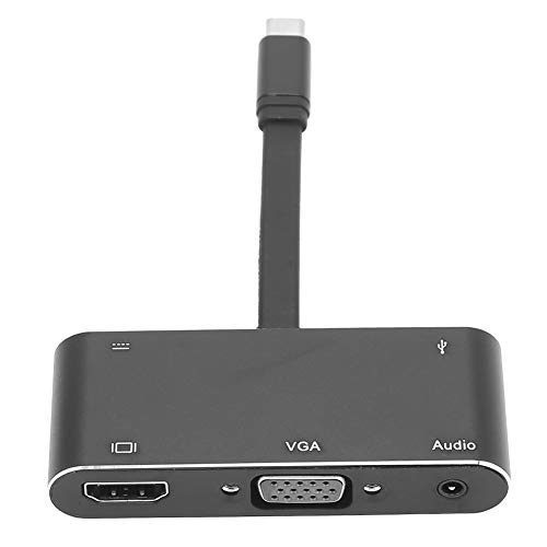 USB-C-Hub, 5-in-1-Multiport-Adapter mit Typ-C-HDMI-VGA-Audioausgangsleistungserweiterungsadapter(Schwarz) von Agatige