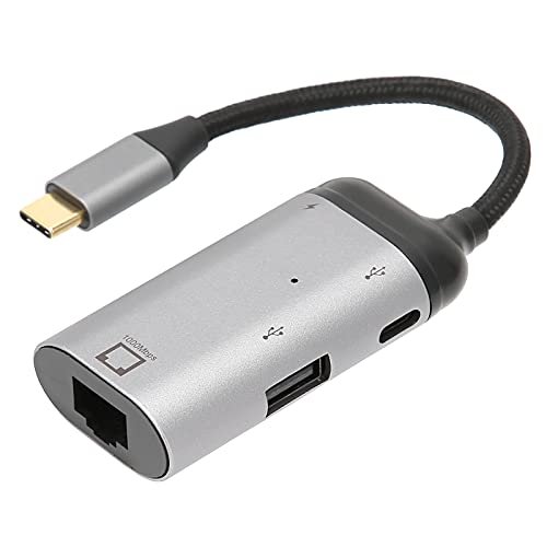 USB-C-auf-Ethernet-Adapter, 3 in 1 10/100/1000 Mbit/s PD-Schnelllade-USB-auf-RJ45-Adapter für Win/Andrid/OS X von Agatige