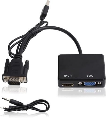 VGA zu HDMI VGA Adapter, VGA zu HDMI 1080P Splitter Converter (1 in 2 Out) Adapter Schnittstelle High Definition Splitter Konverter für PC HDTV Computer Projektor von Agatige