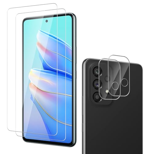 Agedate 2+2 Stück Kamera Schutzfolie für Panzerglas für Samsung Galaxy A53 Schutzglas, 9H Härte Fingerabdruck-ID für Samsung A53 Displayschutz, Kameraschutz für Galaxy A53 Displayschutzfolie von Agedate