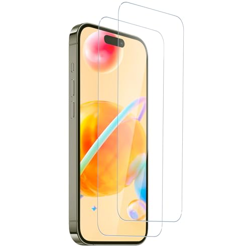 Agedate für Panzerglas für iPhone 15 Pro, 2 Stück Panzer Schutz Glas für Apple 15 Pro Schutzfolie, HD Displayschutzfolie, 9H Härte, Blasenfrei Panzerfolie für 15 Pro Schutzglas von Agedate