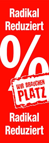 Banner Plakate Langbahn für Sale und Rabattaktionen - 48 x 138 cm für Schaufenster und Wände - auch mit Klemmschiene zum Aufhängen (Radikal Reduziert, Ohne Klemmschiene) von Agentur Werner Kuhlins